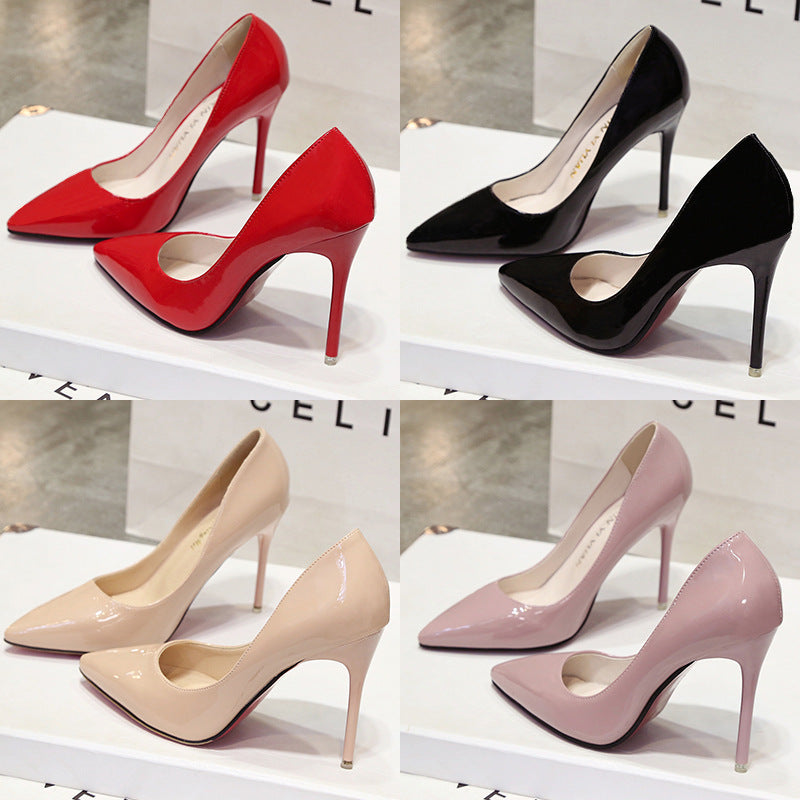 Women's Pointed Toe Ultra High Heel Nude Shoes