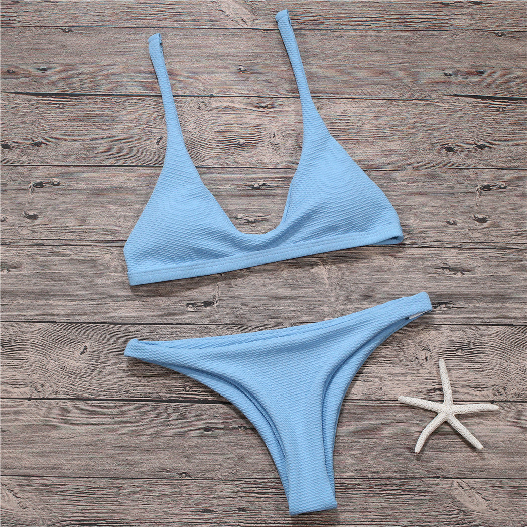 Sexiga Bikinis Dam Baddräkt Solid Baddräkt Bikini Set Badkläder Biquini Beachwear