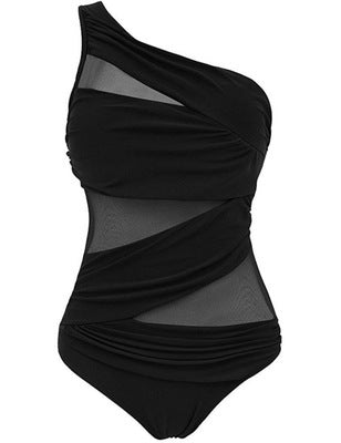 Professional Women's Plus Size Swimsuit - Nylon Construction (Solid Color, M-4XL, Chest Pad Support, One-Piece Style)