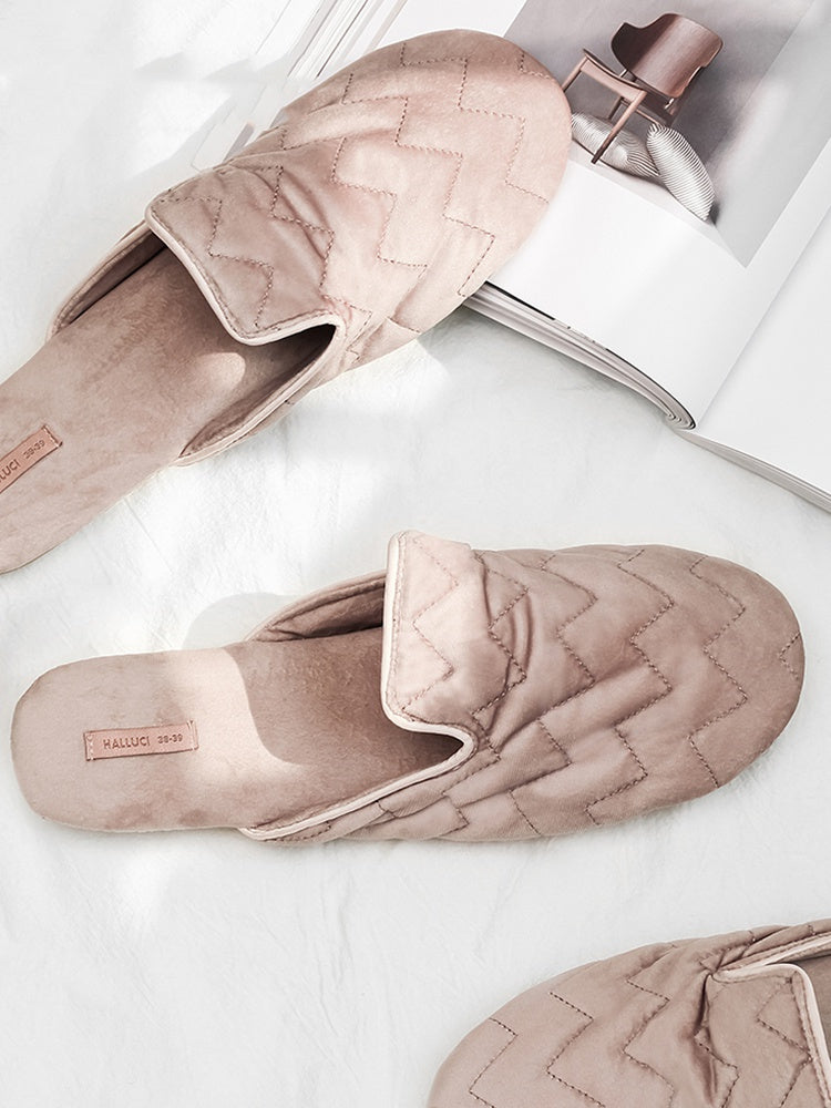 Embroidered Home Shoes Silent Antiskid Four Seasons Women\'s Cotton Slippers
