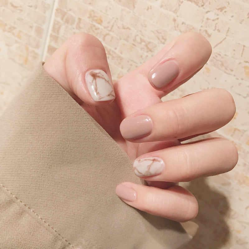 Light Khaki Smudge Press-On Nails - 24 Pieces | Glue Type Normal Specification