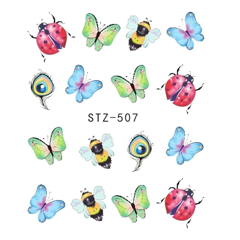 1 st nagelklistermärken fjäril blomma vattenöverföringsdekaler för nagelkonstdekoration tatuering manikyr wraps verktyg spets JISTZ508