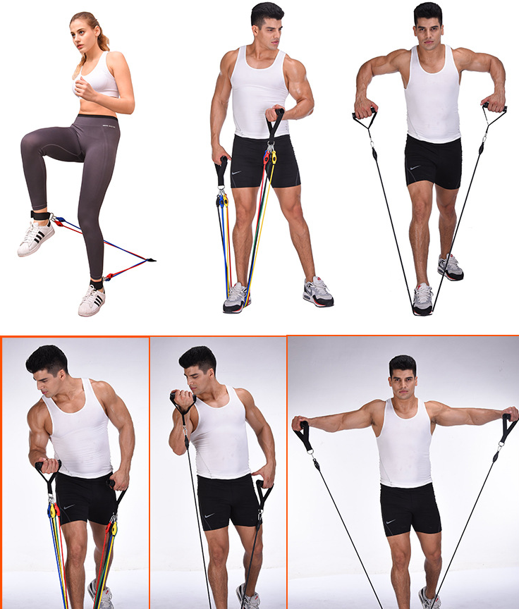 Professional Portable Fitness Rally - Complete Resistance Band System (5 Bands, 10-30 lbs, 1.2m Length)