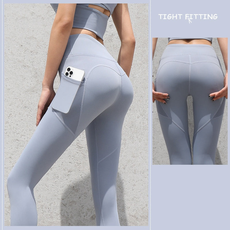 Gym Sport Seamless Leggings With Pockets Push Up High Waist Pants Women Fitness Running Yoga Pants Gym Sport Seamless Leggings - Pocket Performance
