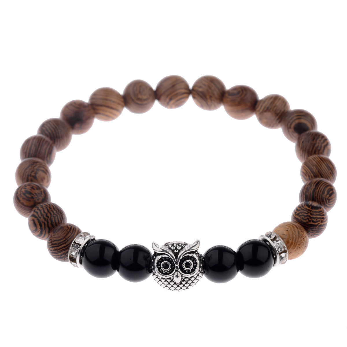 Armband med livlina i träfiber med frostad sten och uggla