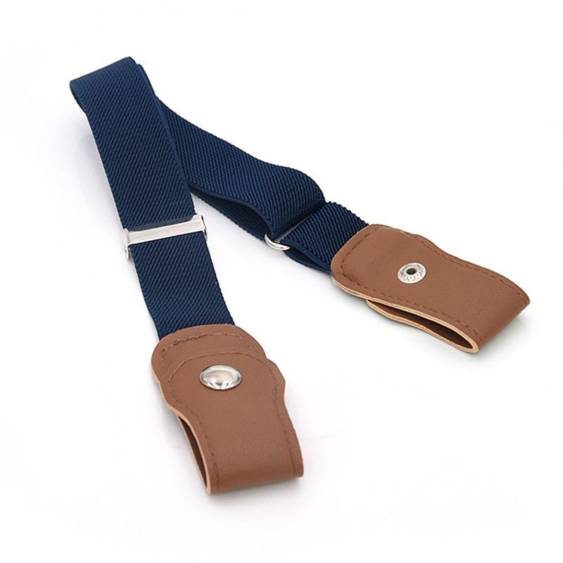 Men's Leather Slim Stretch Invisible Jeans Lazy Belt - Seamless Comfort