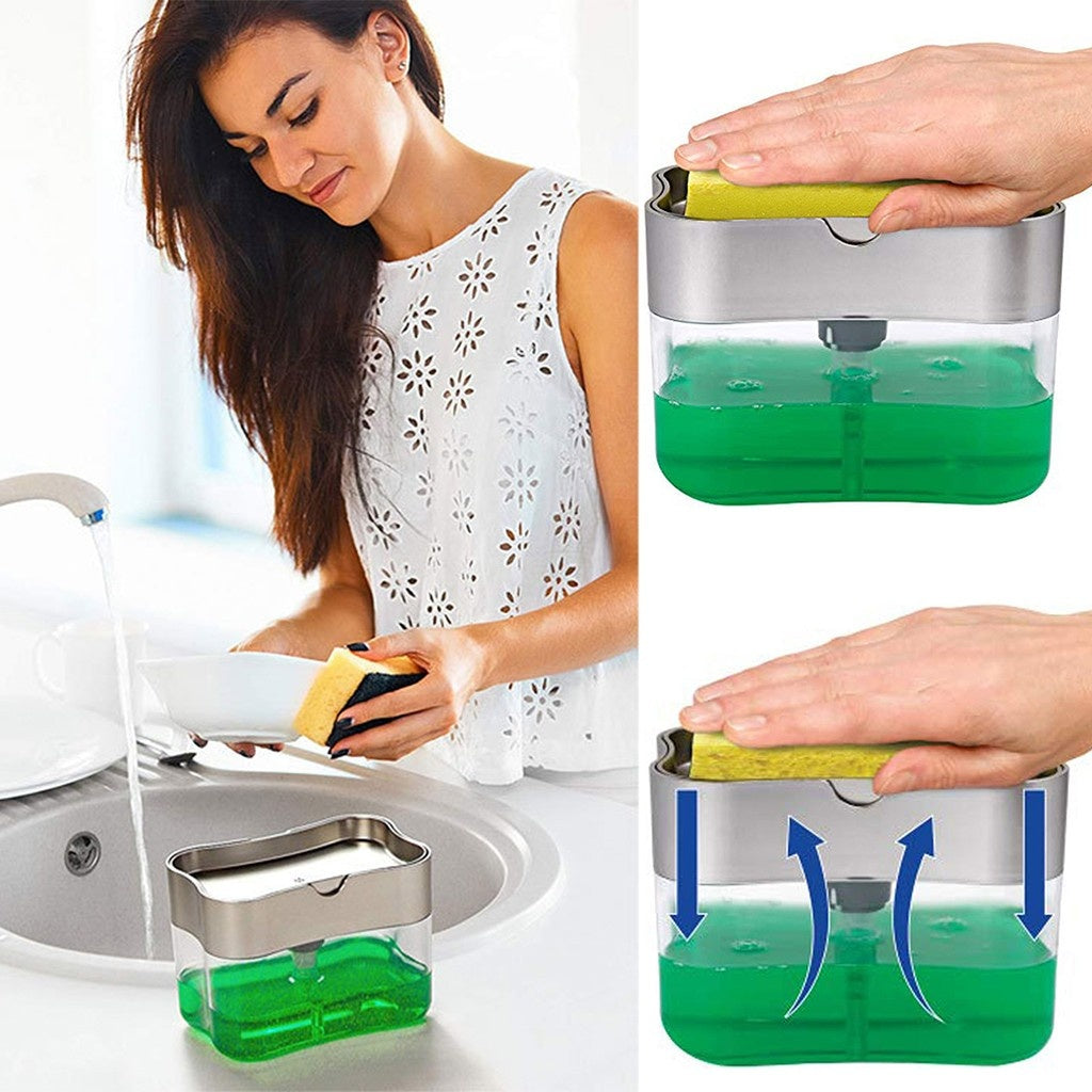 Multifunctional Soap Dispenser Sponge Caddy Non-Toxic Odorless Dispenser Kitchen Rack Creative Bathroom Washing Soap Storage Box