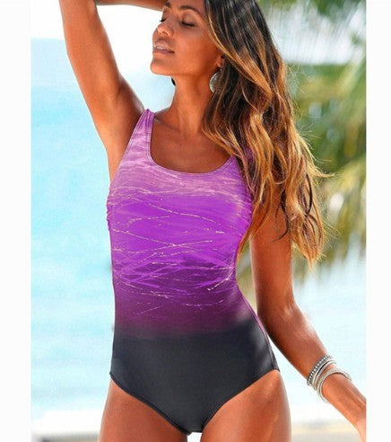 Professional Big Size One-Piece Vintage High Top Swimwear - Bandage Neck Criss Back (S-XXXL, Sunbathing Design)