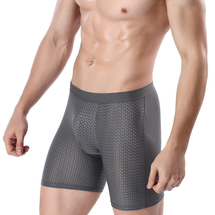 Herr sportunderkläder långa isnätögon sexiga andningsbara boxershorts löparkläder benlånga byxor
