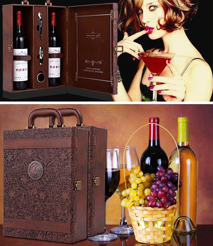 Boîte à vin créative en cuir, boîte-cadeau faite à la main, accessoires de Bar de cuisine à domicile, support de vin Lafite, boîte d'emballage de vin, cadeau pour ami