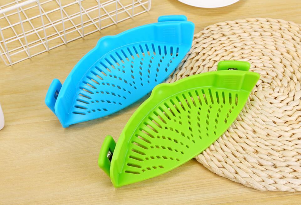 Silikon clip-on gryta skål tratt olja siivare Creative Rice Tvättning Colander för dränering vätska Passar alla gryta storlek.