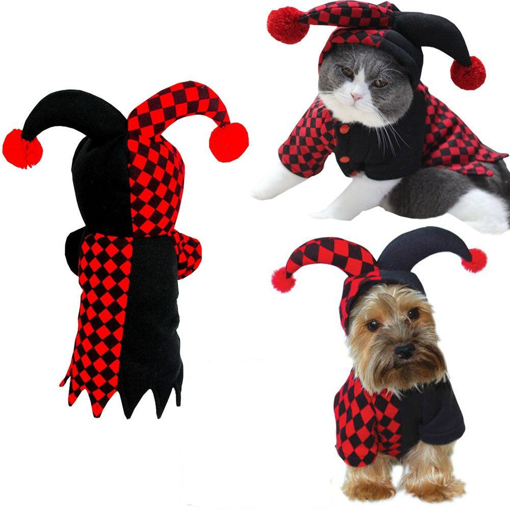 Costume de chat de chien de compagnie de clown drôle d'Halloween