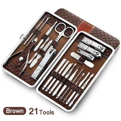 Professional Stainless Steel Manicure Kit - 18/21 Piece Set | Electroplated Finish