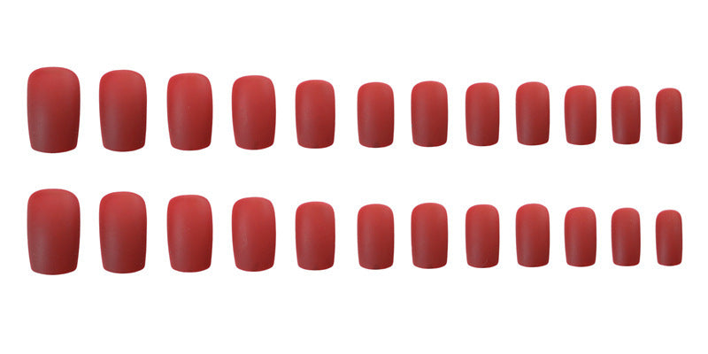 Matte Red Press-On Nails - 256 Medium Length | 24 Pieces 27g Professional