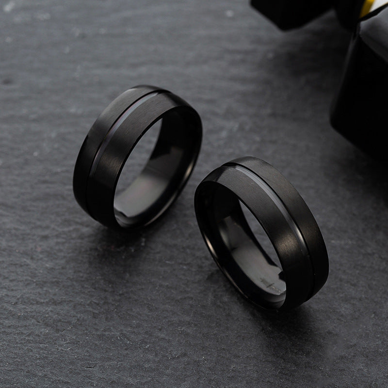 Bague en acier titane noir