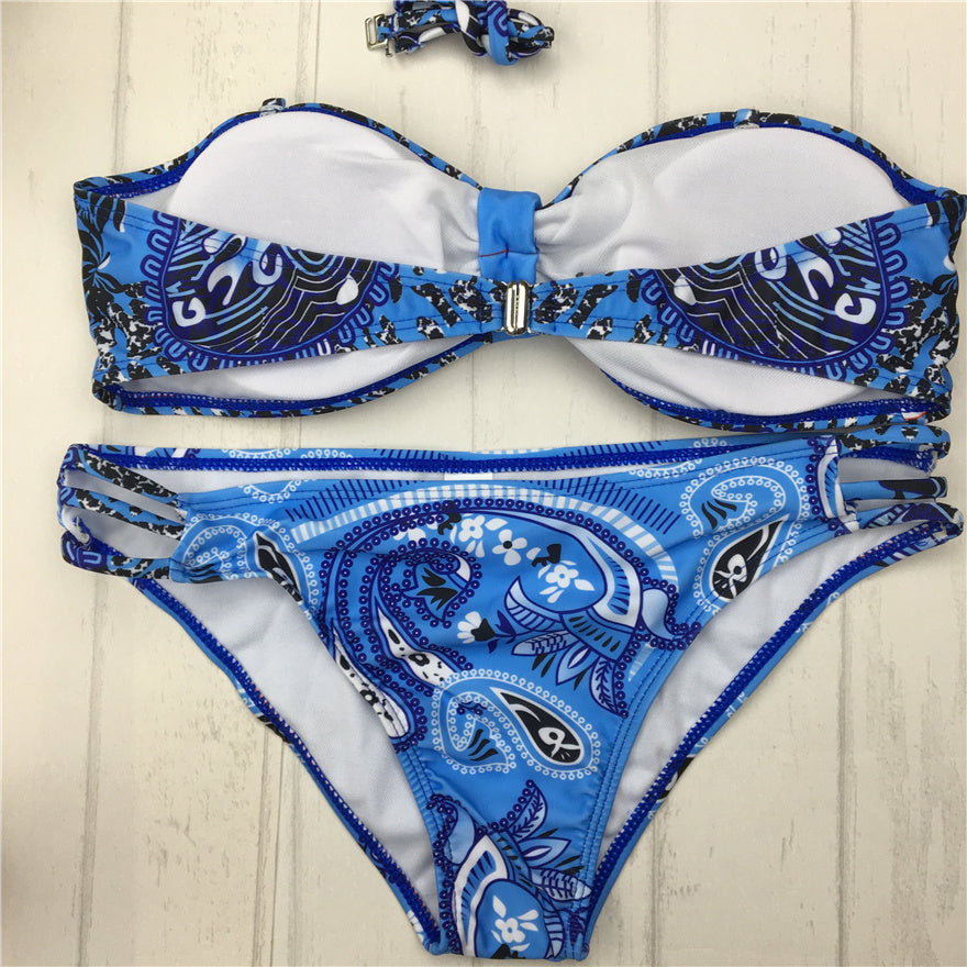 C it all Halter Bandeau Print Bikini Set