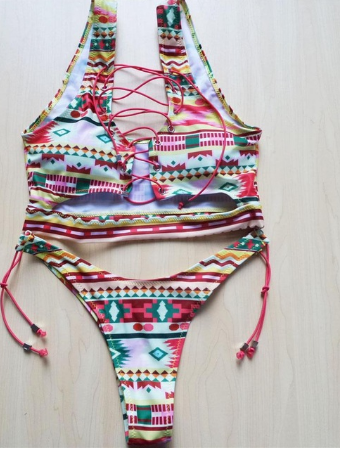 Ananas Bikini för stora bröst Kvinnor Snörning Badkläder Stringbikiniset två delar Baddräkt Baddräkt dam