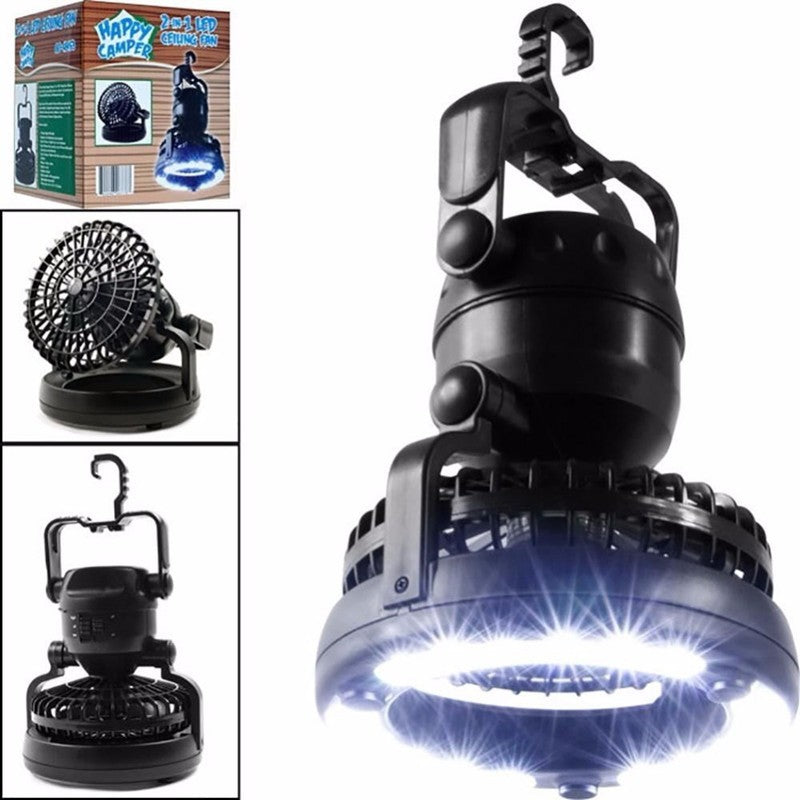 Fan Lamp in the Camp - Portable LED Light with Fan