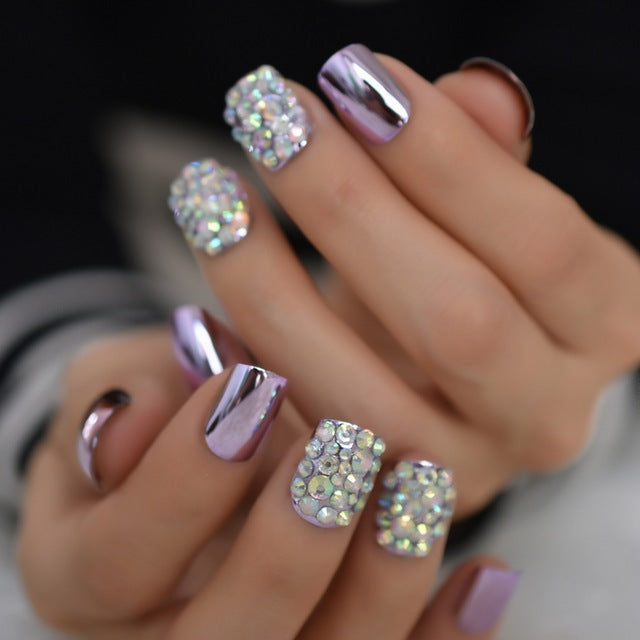 Professional Metal Press-On Nails - Women's High-Quality Collection | Realistic Shape Easy Clean