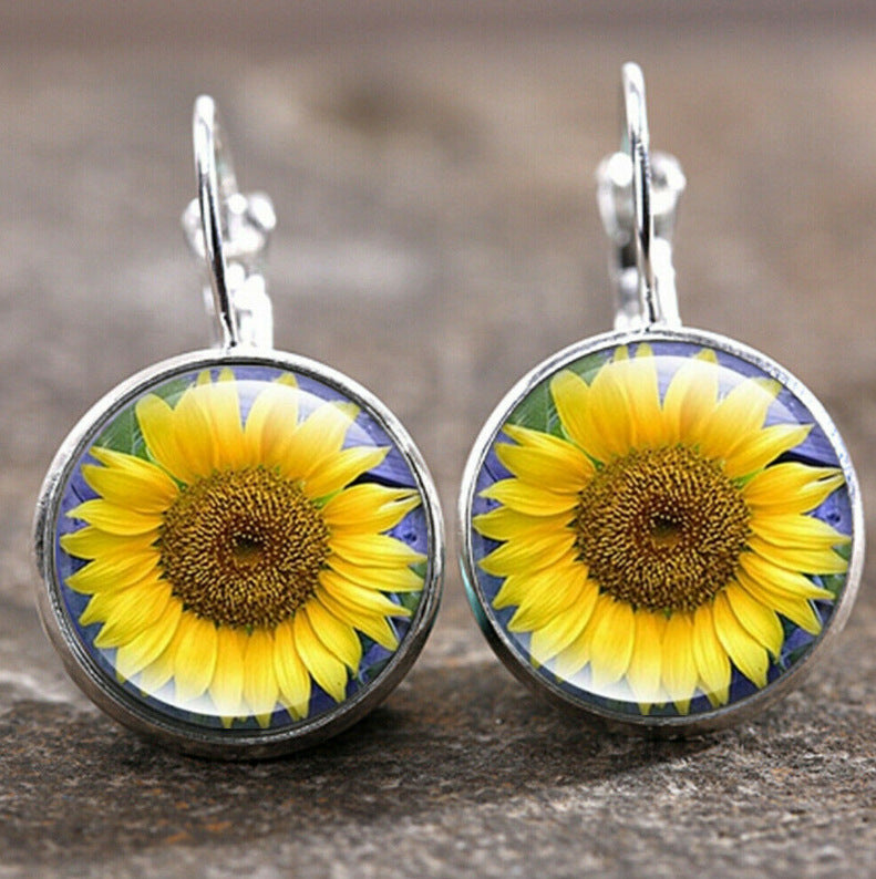 New Time Stone Pendant Moon Angel Earrings