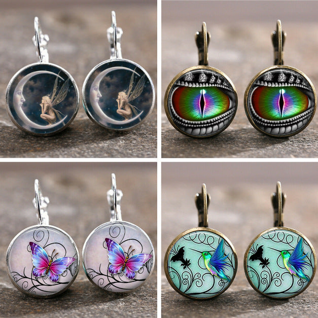 New Time Stone Pendant Moon Angel Earrings