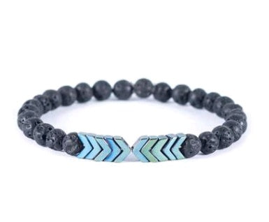 Lila pil män och kvinnor Naturstensarmband Volcanic Stone Magnet armbindel