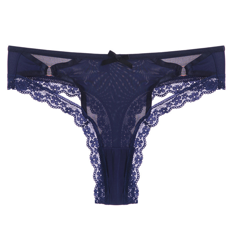 Cross-cut hollow bow panties