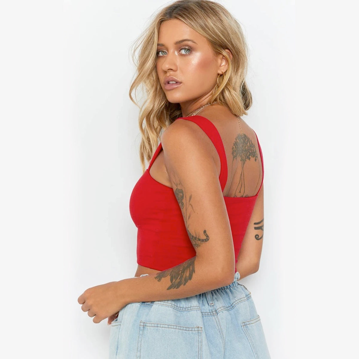 Sommar Nytt Mode Kvinnor Crop Top Sexig ärmlös linnen T-shirt
