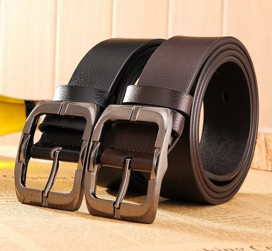 Men's New Brand High Quality Luxury Leather Pin Buckle Black Business Belt - Executive Excellence