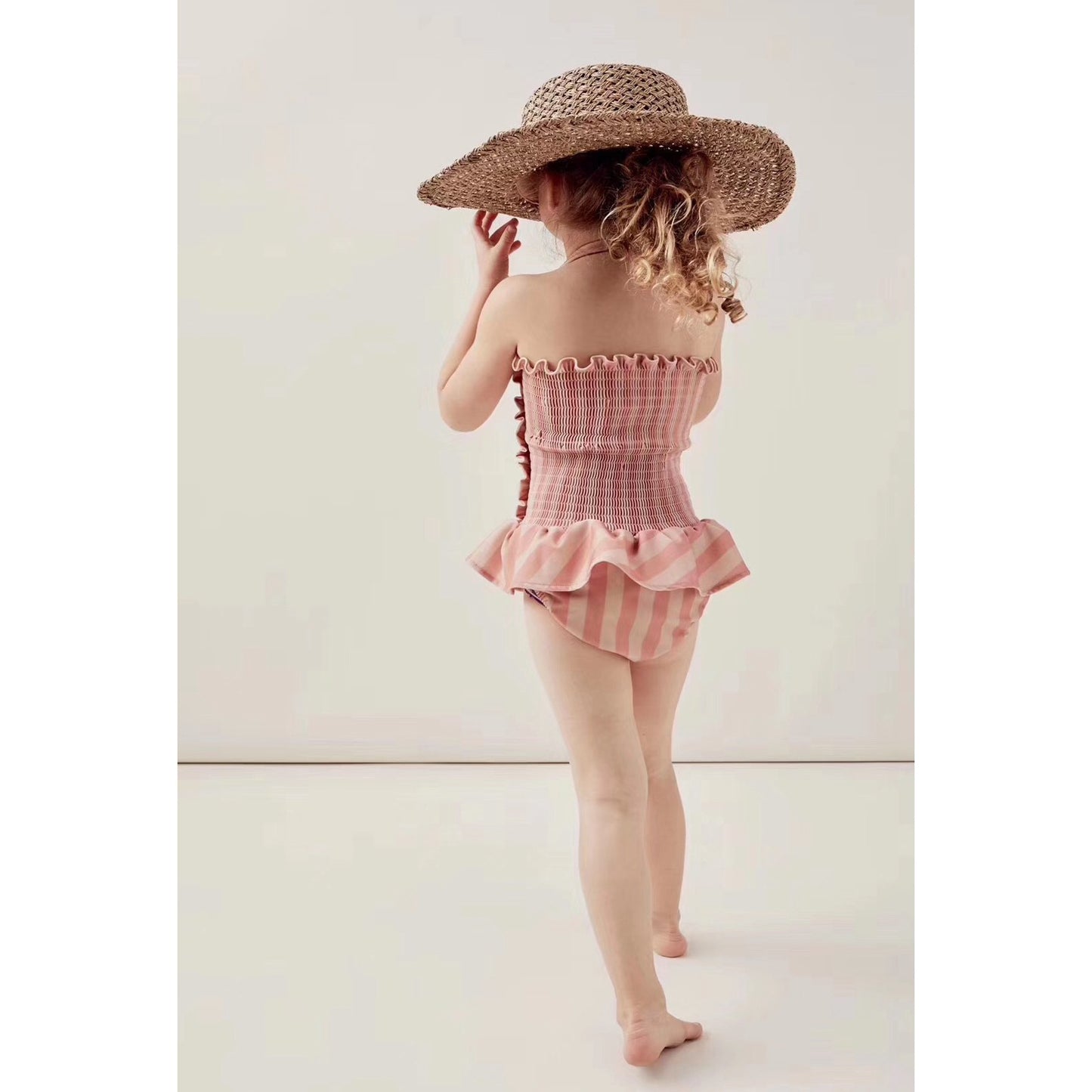 Maillots de bain pour enfants Ins Explosion modèles filles siamois rayé princesse vent dentelle maillot de bain