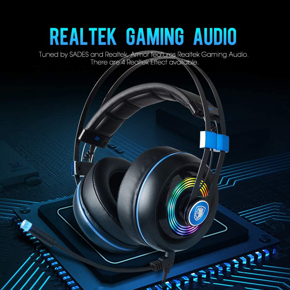 Trådstyrt headset med färgglatt surroundljud