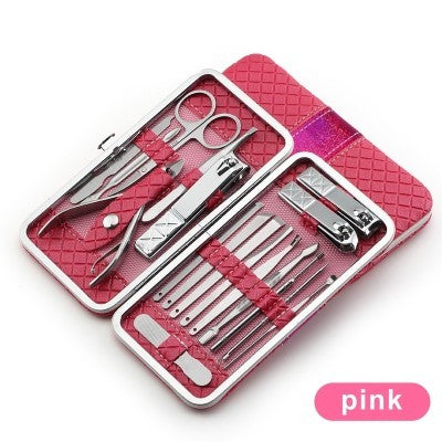 Professional Stainless Steel Manicure Kit - 18/21 Piece Set | Electroplated Finish