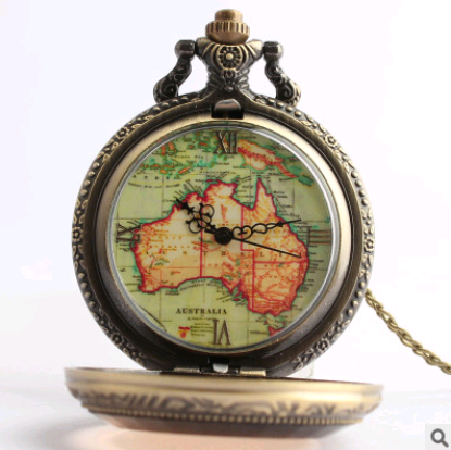 New Large Brown Color Face Australia Map Quartz Pocket Watch Retro Pocket Watch Fashion Fashion Watch - Geographic Elegant Accurate Durable Statement