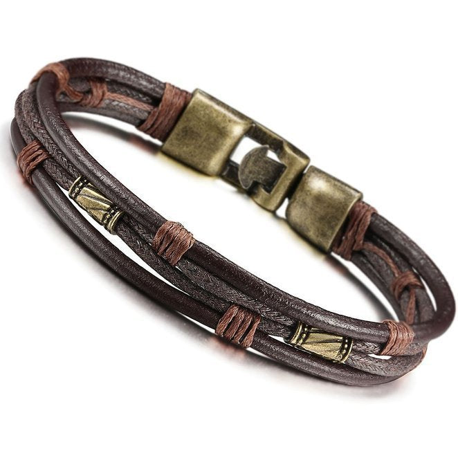 Retro armband i flätat läder för män