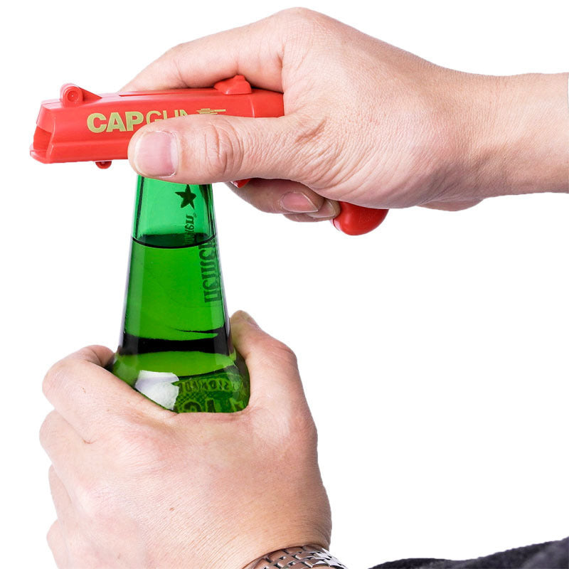 Can Opener Spring Cap Catapult Launcher Gun Shape Bar Tool Drink Opening Shot Beer Bottle Opener Creative