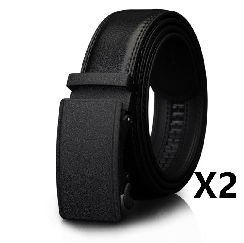 Men's Automatic Buckle Two-Layer Cowhide Belt - Reinforced Security