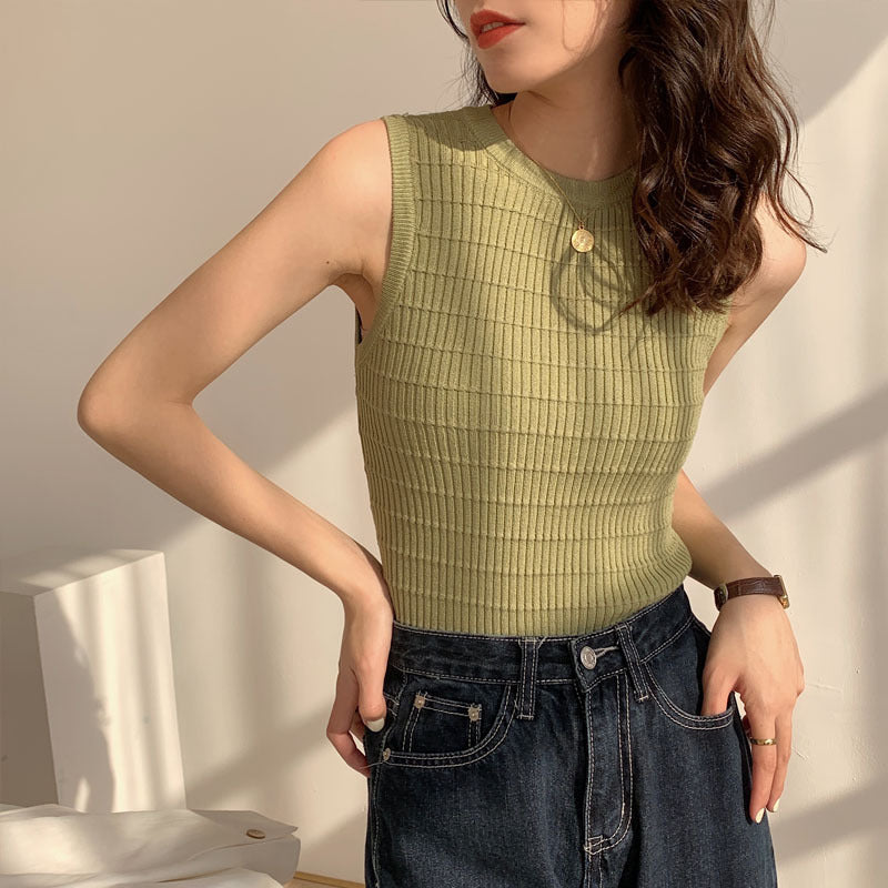 Camisole stickad botten ärmlös för kvinnor