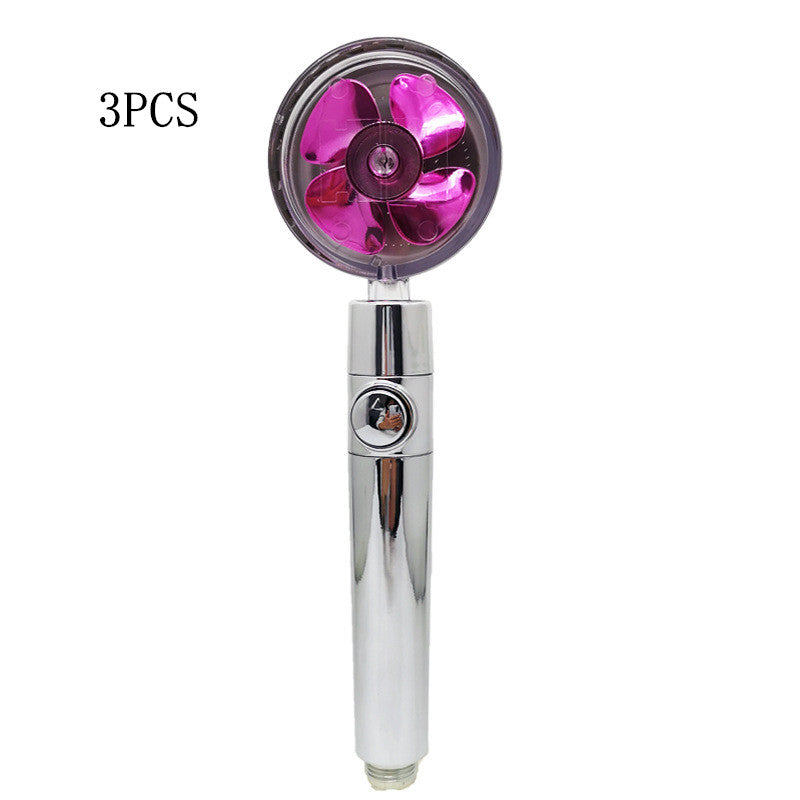 Pommeau de douche à hélice avec bouton d'arrêt et filtre en coton, buse de douche à main haute pression turbocompressée