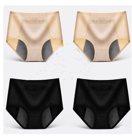 4 Physiological Underwear Women''s Waist Cotton Aunt Menstrual Period Leak-proof Girl Warm Breathable Triangle Health Pants