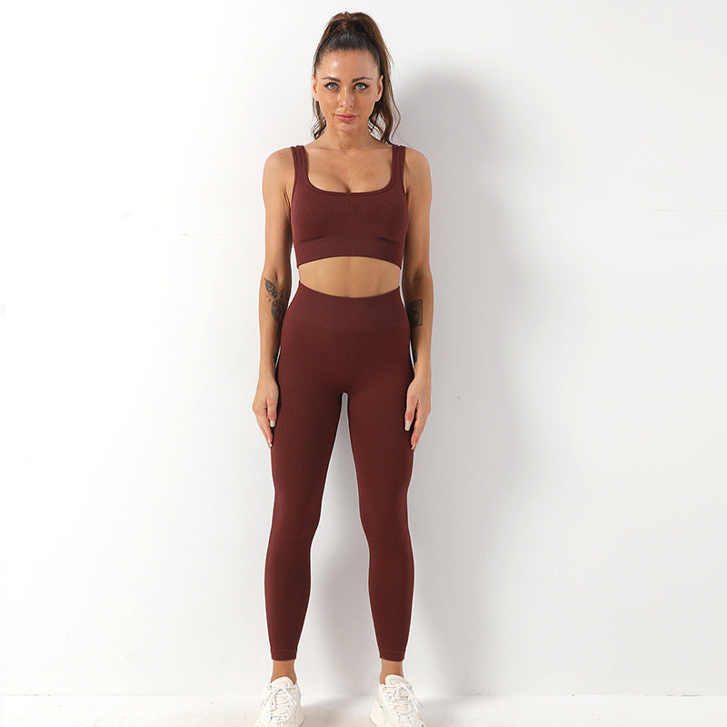 2st tråd Yoga kostym sömlös bh och rumpa lyftande hög midja Leggings set för kvinnor Sport Fitness Yoga Byxor Sportkläder Outfits Kläder