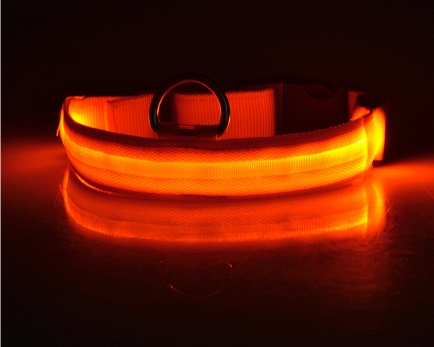 Nylon LED Hund Ljushalsband Nattsäkerhet Blinkande Glöd i mörkt Hund Kattkoppel Justerbara husdjurstillbehör