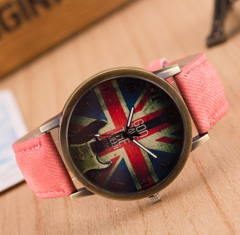 UK Flag Wrist Watch - Stylish Elegant Modern Sophisticated Functional Fashionable Vibrant Statement