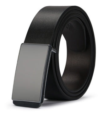 Young Men's Korean Tide Smooth Leather Belt PU Plate Buckle - Student Style