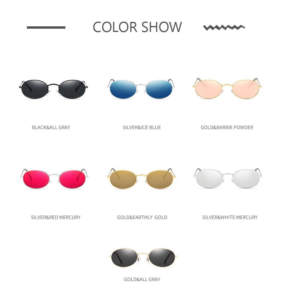 Lunettes de soleil ovales célèbres pour femmes, marque de luxe, monture ronde en métal, noires, petites lunettes bon marché