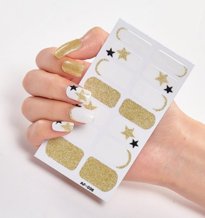 Full Coverage Nail Stickers - 40+ Designs - 24 Month Shelf Life - Nail Polish Glue Included - XAF01-XAF40 Collection