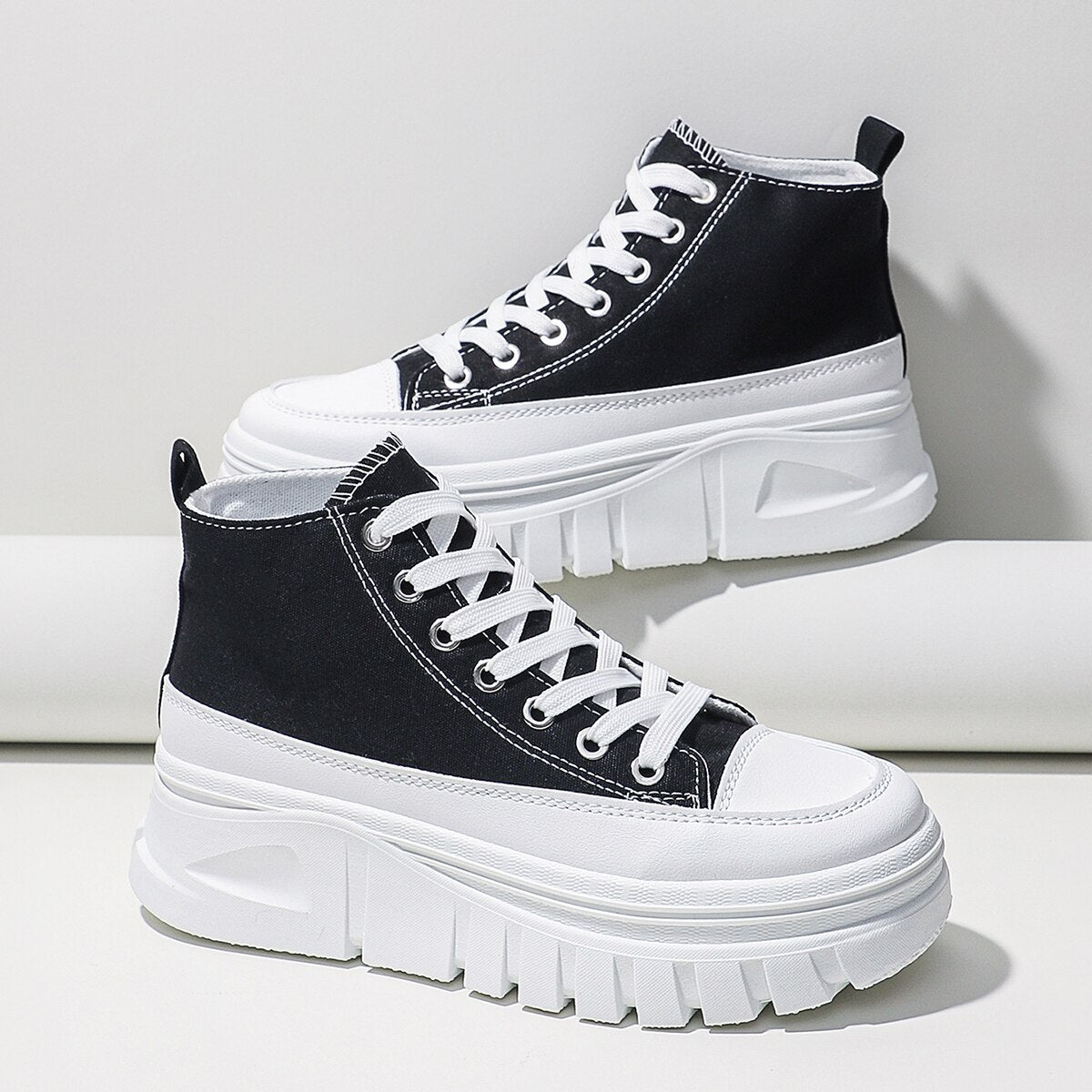 Women's High Top Platform Canvas Shoes - Height Increasing