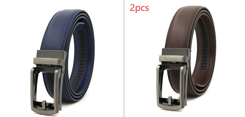 Men's Fake Needle Automatic Buckle Cowhide Belt - Detailed Sophistication