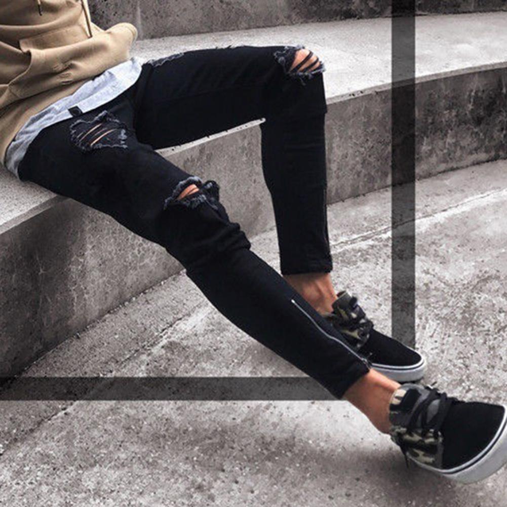 Byxor Jeans För Herr Byxor Lång Basic Trasiga Kläder
