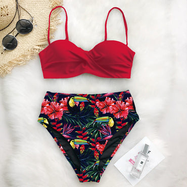 Professional Printed Bikini Swimsuit - Chest Pad Support (4 Pattern Options, Adult Female, Premium Quality)