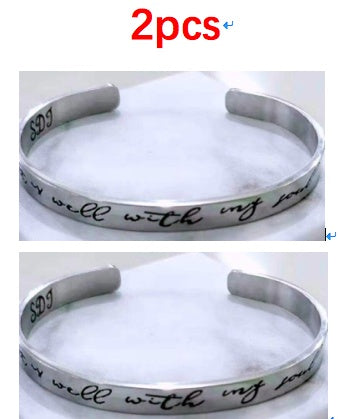 Mantra armband med citat rostfritt stål Cuff Inspirerande smycken Graduation Gåva